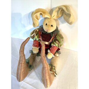 Vintage Bunny Rabbit Mark Roberts Plush Velvet Sitting Jester 24” Super Sweet